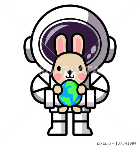 Astronaut Holding Earth with Bunny Astronaut Holding Earth with Bunny 137341994