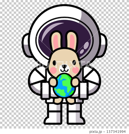 Astronaut Holding Earth with Bunny 137341994
