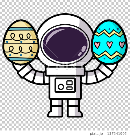 Astronaut is holding an Easter Egg Astronaut is holding an Easter Egg 137341995