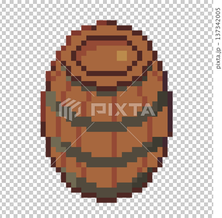 Pixel art barrel with transparent background 137342005