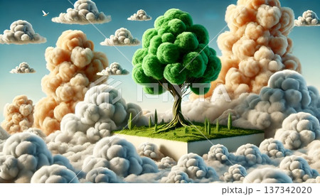 雲を伴う樹木成長の概念 雲を伴う樹木成長の概念 137342020