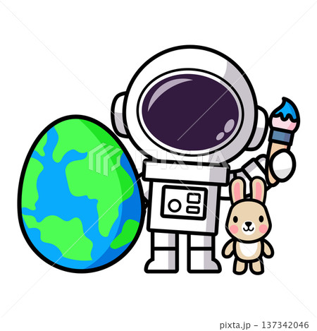 Astronaut Painting an Easter Egg as Planet Earth Astronaut Painting an Easter Egg as Planet Earth 137342046