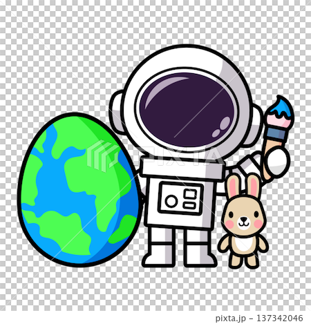 Astronaut Painting an Easter Egg as Planet Earth Astronaut Painting an Easter Egg as Planet Earth 137342046