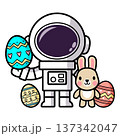 Astronaut With Easter Eggs And Bunny 137342047