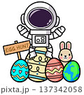 Astronaut With Easter Eggs And Bunny 137342058