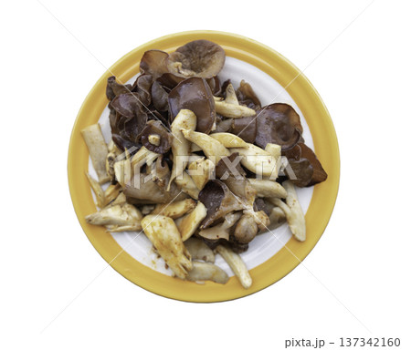This savory stir-fry balances the silky tenderness of oyster mushrooms with the crisp, gelatinous snap of wood ear fungus. Glazed in toasted sesame oil for a nutty, umami depth. 137342160