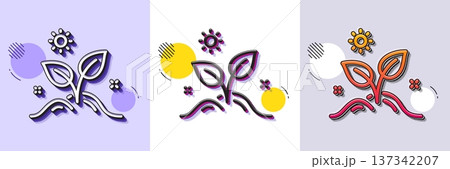 Leaves line icon. Halftone dotted pattern. Gradient icon with grain shadow. Grow plant leaf sign. Environmental care symbol. Line grow plant icon. Various designs. Vector Leaves line icon. Halftone dotted pattern. Gradient icon with grain shadow. Grow plant leaf sign. Environmental care symbol. Line grow plant icon. Various designs. Vector 137342207