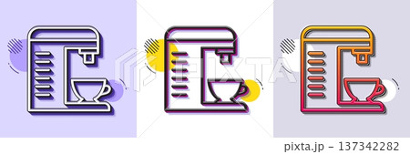 Coffee machine line icon. Halftone dotted pattern. Gradient icon with grain shadow. Hot drink sign. Fresh beverage symbol. Line coffee machine icon. Various designs. Vector Coffee machine line icon. Halftone dotted pattern. Gradient icon with grain shadow. Hot drink sign. Fresh beverage symbol. Line coffee machine icon. Various designs. Vector 137342282