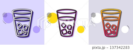 Ice tea line icon. Halftone dotted pattern. Gradient icon with grain shadow. Soda drink sign. Fresh cold beverage symbol. Line ice tea icon. Various designs. Vector 137342283
