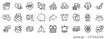 Creativity, Podium and Hand washing line icons pack. Share, Message, Paper plane icons. Headphone, Fraud, Volunteer web icon. Refund commission, Jobless, Surprise pictogram. Vector 137342284