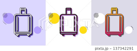 Airport baggage reclaim line icon. Halftone dotted pattern. Gradient icon with grain shadow. Airplane luggage sign. Flight checked bag symbol. Line baggage reclaim icon. Various designs. Vector 137342291