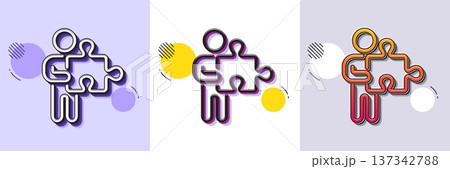 Man with Puzzle line icon. Halftone dotted pattern. Gradient icon with grain shadow. Jigsaw piece sign. Business challenge symbol. Line puzzle icon. Various designs. Vector Man with Puzzle line icon. Halftone dotted pattern. Gradient icon with grain shadow. Jigsaw piece sign. Business challenge symbol. Line puzzle icon. Various designs. Vector 137342788