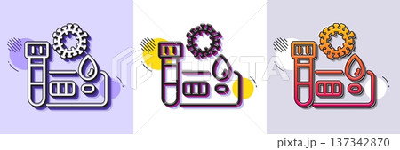 Covid test line icon. Halftone dotted pattern. Gradient icon with grain shadow. Coronavirus testing sign. Blood test tube symbol. Line covid test icon. Various designs. Vector 137342870