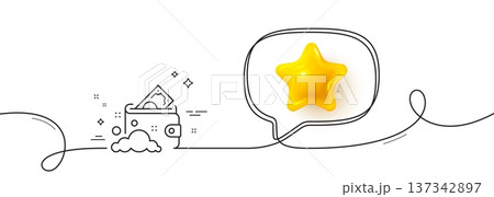 Launder money line icon. Continuous line with 3d star. Cash corruption sign. Tax avoidance symbol. 3d star in speech bubble. Launder money single line ribbon. Loop curve pattern. Vector Launder money line icon. Continuous line with 3d star. Cash corruption sign. Tax avoidance symbol. 3d star in speech bubble. Launder money single line ribbon. Loop curve pattern. Vector 137342897