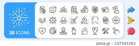 Victory hand, Fragile package and Best chef line icons. Interest rate, AI generate, Inflation icons. Pack of Smile chat, Certificate, Creativity icon. Vector 137343363