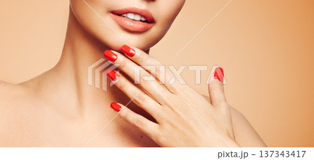 Beautiful Young Woman with clean fresh skin 137343417