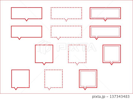 角型吹き出しセット（赤） 137343483