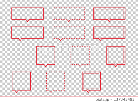 角型吹き出しセット（赤） 137343483