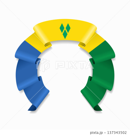 Saint Vincent and the Grenadines flag circular wavy ribbon, ideal for patriotic design themes. Vector illustration. Saint Vincent and the Grenadines flag circular wavy ribbon, ideal for patriotic design themes. Vector illustration. 137343502