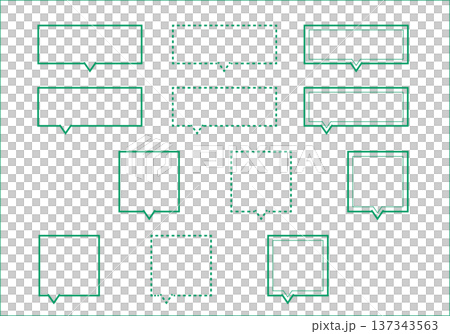 角型吹き出しセット（グリーン） 137343563