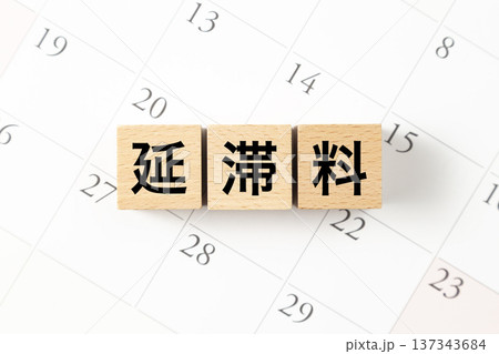 「延滞料」と書かれたブロックとカレンダー 「延滞料」と書かれたブロックとカレンダー 137343684