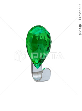 Coat Hook. Wall hook with glass crystal isolated on white 137343687