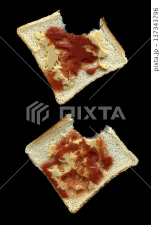 toast with mustard and ketchup toast with mustard and ketchup 137343796