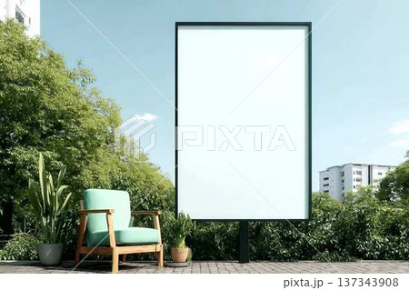 Blank Poster Mockup Template in green concept with clipping path Blank Poster Mockup Template in green concept with clipping path 137343908
