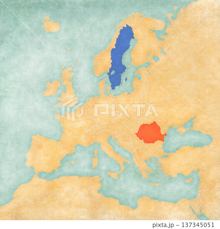 Map of Europe - Sweden and Romania 137345051