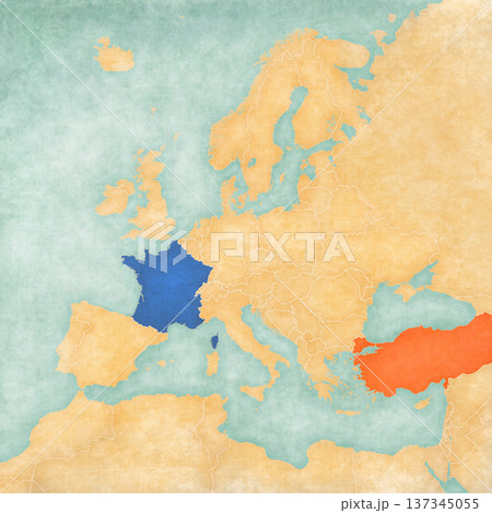 Map of Europe - France and Turkey 137345055