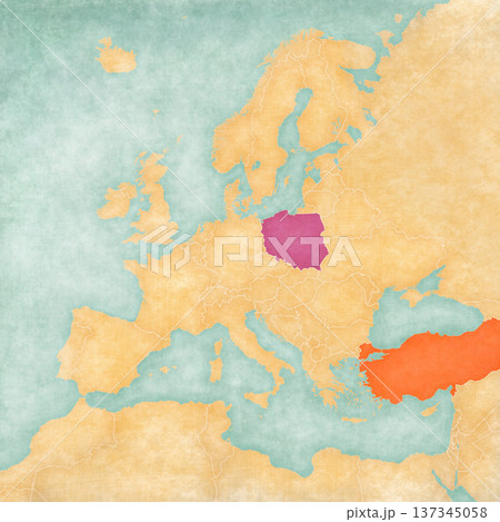 Map of Europe - Poland and Turkey 137345058