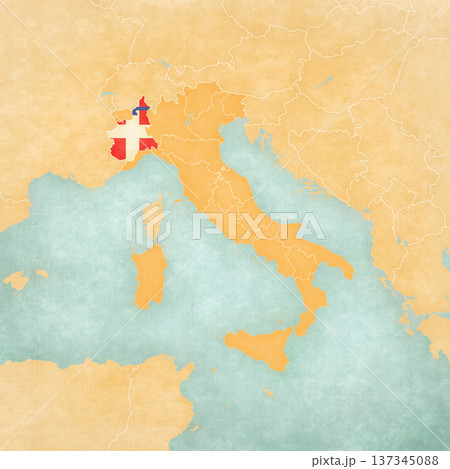 Map of Italian Peninsula - Piedmont 137345088