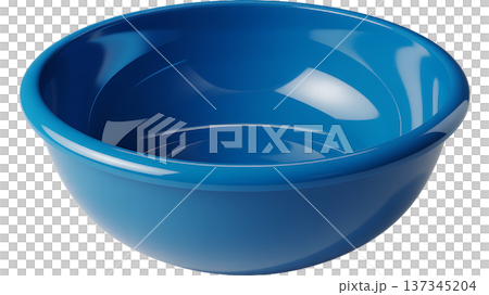 Glossy Deep Blue Plastic Mixing Bowl with Smooth Curved Surfaces 137345204