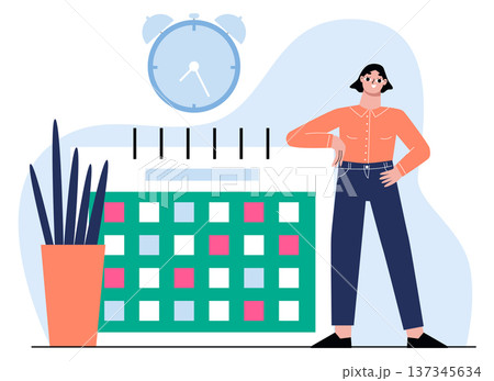 Calendar organization. Planning agenda process color icon Calendar organization. Planning agenda process color icon 137345634