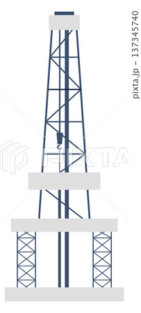 Oil platform color icon. Petroleum rig tower 137345740