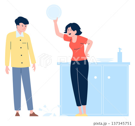 Family conflict color icon. Relationship aggression and abuse Family conflict color icon. Relationship aggression and abuse 137345751