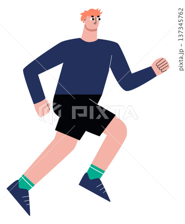 Marathon athlete character. Sport man. Running guy 137345762