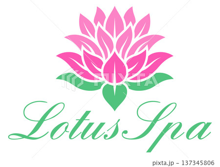 Lotus spa logo. Wellness salon floral symbol 137345806