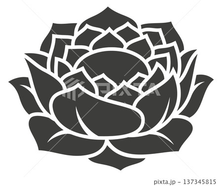 Natural bloom logo. Black petal flower shape 137345815