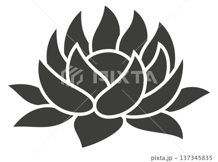 Calm blossom black icon. Wellness meditation logo 137345835