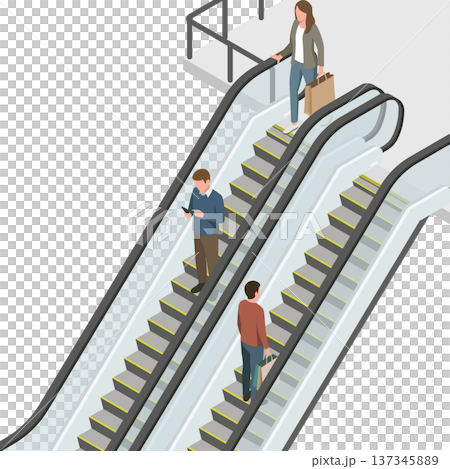 People on escalator isometric illustration 137345889