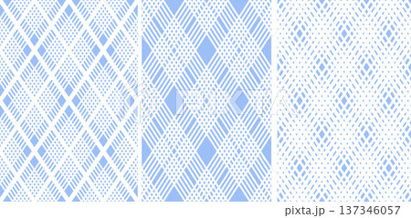 Set of Seamless Diamonds Patterns. Light Blue Textures. 137346057
