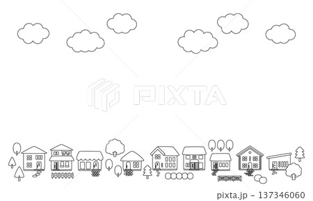 町並みフレーム背景素材_線画 137346060