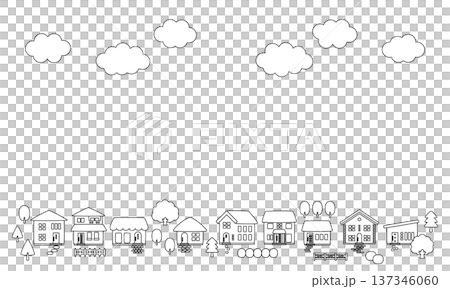 町並みフレーム背景素材_線画 137346060