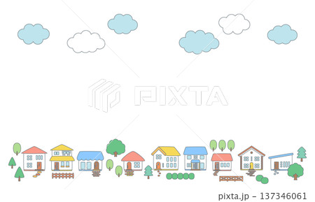 町並みフレーム背景素材_縁 137346061