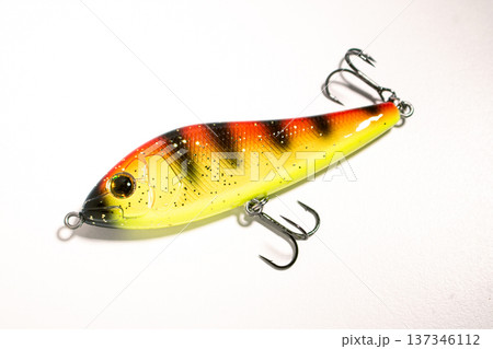 Special different colorful fishing tackles. Preparing for fishing 137346112