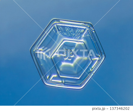 Natural snowflake crystal in blue background Natural snowflake crystal in blue background 137346202