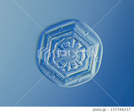 Natural snowflake crystal in blue background Natural snowflake crystal in blue background 137346237
