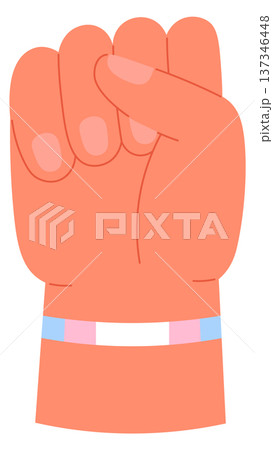 Human fist in transgender flag bracelet color icon 137346448