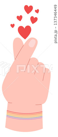 Hand show love gesture. Pride month symbol Hand show love gesture. Pride month symbol 137346449